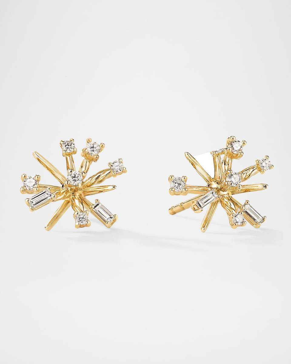 Petite Supernova Stud Earrings in 18K Yellow Gold with Diamonds, 11.7mm